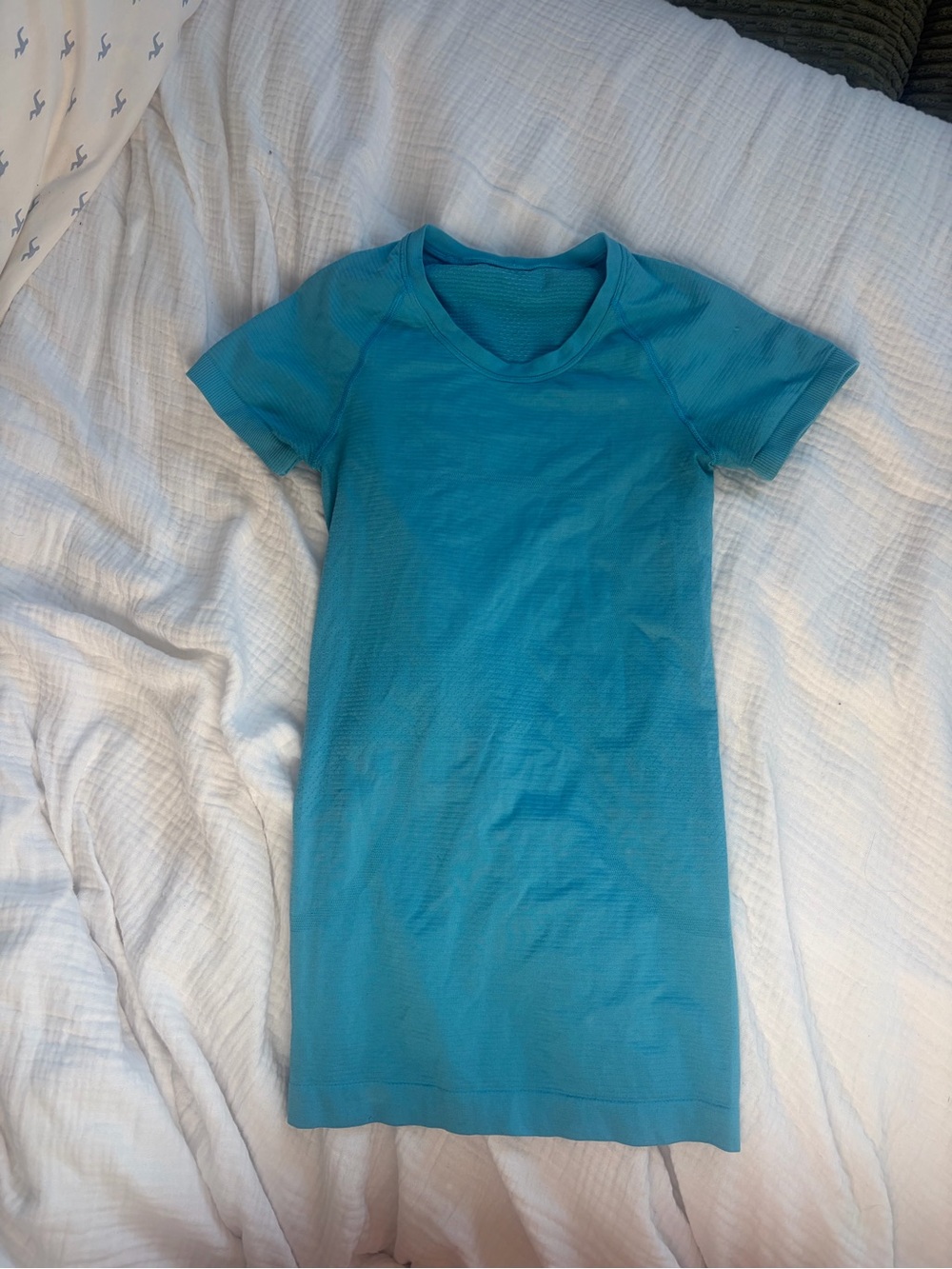 lululemon athletica short sleeve tee dress in teal blue